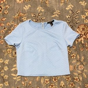 Baby blue cropped short sleeve shirt